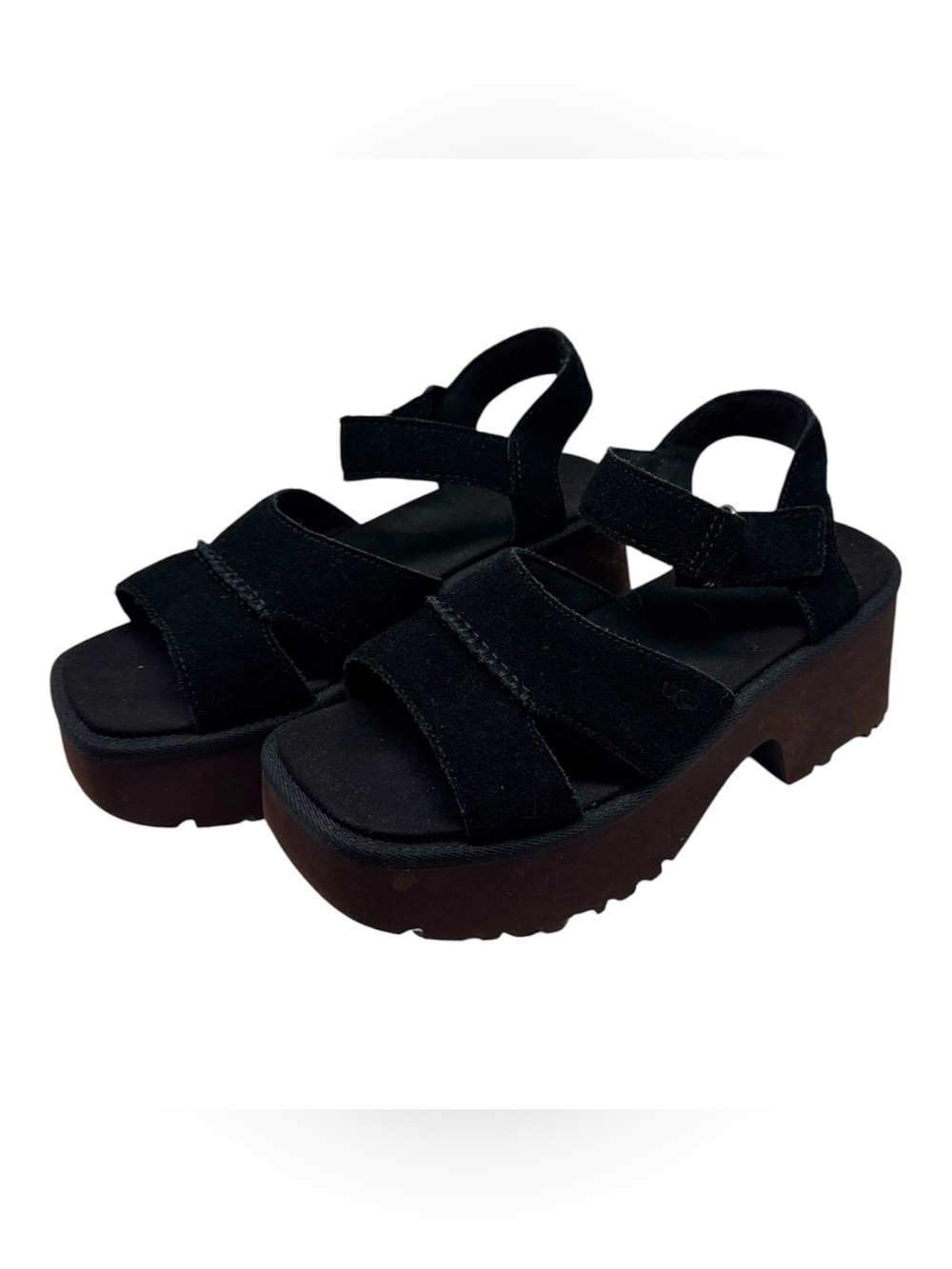 UGG New Heights Ankle Strap Platform Sandals Black Size 8.5